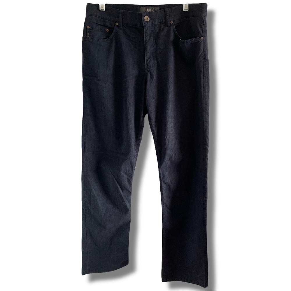 Brax Checkered Cooper Fancy Regular Fit Navy Blue Pants Size 33